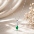 Emerald Solitaire Pendant Necklace