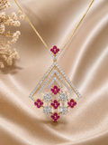 Ruby Bloom Geometric Pendant
