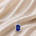 Sapphire Blue Halo Pendant