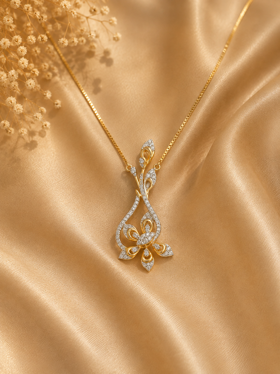 Golden Bloom Floral Pendant