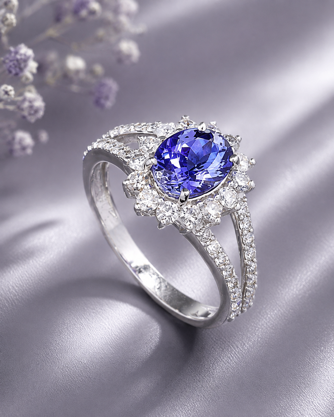Violet Gemstone Halo Ring