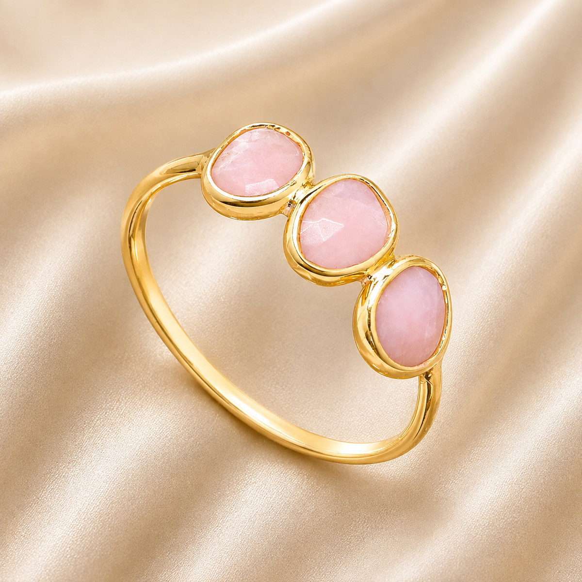 Pink Gemstone Trio Ring